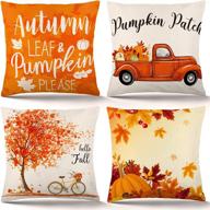 🍂 set of 4 zjhai fall pillow covers 18x18 inch - autumn pumpkin, holiday rustic linen pillow case for sofa couch - farmhouse thanksgiving fall decorations throw pillow covers logo
