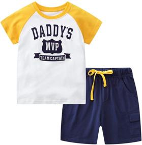 img 4 attached to Adorable Dino Delight: Little Dinosaur Short Sleeve 6Y Boys' Clothing Sets