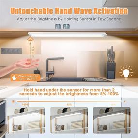 img 3 attached to 💡 DSLeben 18” LED Hardwired Under Cabinet Lights - Hand Wave Activated 4000K Closet Lighting with Touchless Dimming - 8W 500LM Kitchen Workshop Lights (2 Pack)