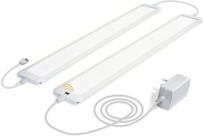 img 4 attached to 💡 DSLeben 18” LED Hardwired Under Cabinet Lights - Hand Wave Activated 4000K Closet Lighting with Touchless Dimming - 8W 500LM Kitchen Workshop Lights (2 Pack)