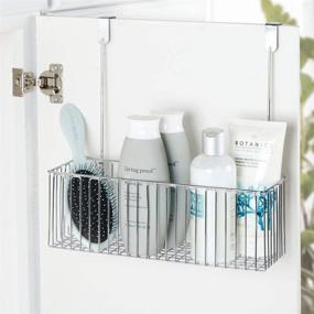 img 3 attached to mDesign Chrome Metal Over Cabinet Bathroom Storage Organizer: Hold Shampoo, Conditioner, Body Wash - Hang Over Cabinet Doors - Robust Steel Wire Design