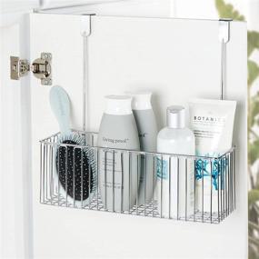img 2 attached to mDesign Chrome Metal Over Cabinet Bathroom Storage Organizer: Hold Shampoo, Conditioner, Body Wash - Hang Over Cabinet Doors - Robust Steel Wire Design
