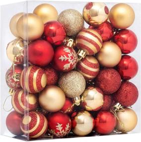 img 4 attached to 🎄 Festive Set of 50 Shatterproof Christmas Ball Ornaments – Red and Gold