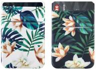 🌴 ucolor two pack phone card holder: stylish stretchy lycra wallet pocket for iphone, samsung galaxy & android smartphones - palm tree flowers design logo