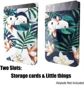 img 3 attached to 🌴 uCOLOR Two Pack Phone Card Holder: Stylish Stretchy Lycra Wallet Pocket for iPhone, Samsung Galaxy & Android Smartphones - Palm Tree Flowers Design