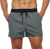 men's quick-dry swim trunks with back zipper pockets - solid swimsuit sports shorts by silkworld logo