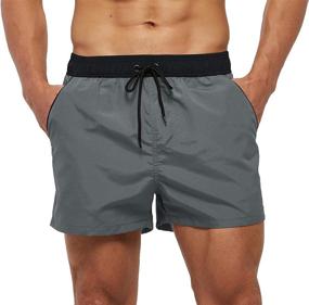 img 4 attached to Men's Quick-Dry Swim Trunks with Back Zipper Pockets - SOLID Swimsuit Sports Shorts by SILKWORLD