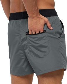 img 3 attached to Men's Quick-Dry Swim Trunks with Back Zipper Pockets - SOLID Swimsuit Sports Shorts by SILKWORLD