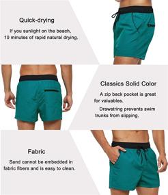 img 1 attached to Men's Quick-Dry Swim Trunks with Back Zipper Pockets - SOLID Swimsuit Sports Shorts by SILKWORLD