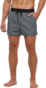 img 2 attached to Men's Quick-Dry Swim Trunks with Back Zipper Pockets - SOLID Swimsuit Sports Shorts by SILKWORLD