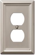 amerelle 149dbn chelsea wallplate - brushed nickel steel, 1-pack - 1 duplex outlet design logo