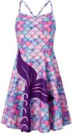 👗 girl's summer spaghetti strap casual above knee cami dress colorful retro twirl swing dresses size 4-13 delightful loveternal logo