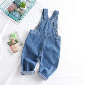 img 3 attached to Adorable KIDSCOOL SPACE Baby Boy Girl Jean Overalls: Trendy Toddler Ripped Denim Workwear