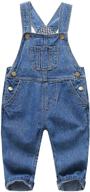 adorable kidscool space baby boy girl jean overalls: trendy toddler ripped denim workwear logo