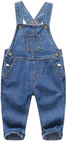 img 4 attached to Adorable KIDSCOOL SPACE Baby Boy Girl Jean Overalls: Trendy Toddler Ripped Denim Workwear