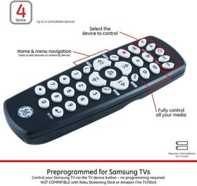 img 2 attached to Универсальный пульт ДУ GE (черный) для Samsung, Vizio, LG, Sony, Sharp, Roku, Apple TV, TCL, Panasonic, Smart TVs, проигрывателей потокового вещания, Blu-ray-плееров, DVD-плееров - совместимость с 4 устройствами (модель: 34708)