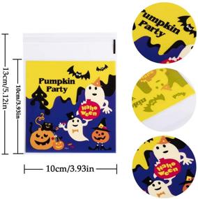 img 3 attached to 🎃 200 Halloween Candy Bags - Self Adhesive Trick or Treat Clear Cookie Bags - Cellophane Treat Bags for Party Gift Supplies - 5 Styles