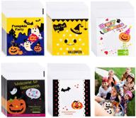 🎃 200 halloween candy bags - self adhesive trick or treat clear cookie bags - cellophane treat bags for party gift supplies - 5 styles logo