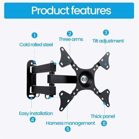 img 1 attached to 10-37 inch TV Wall Mount Bracket: 180° Adjustable Articulating Arms, VESA 200x200mm, 44lbs Capacity