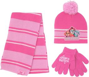 img 4 attached to 🧣 Nickelodeon Winter Hat, Scarf, and Toddlers Mittens Set with Paw Patrol Baby Beanie for Girls