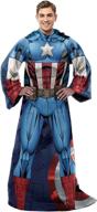 🔵 captain america marvel comfy throw blanket with sleeves for adults - 48 x 71 inches logo