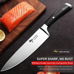 img 3 attached to 🔪 MAD SHARK Professional 8 Inch Chef Knife with Ultra-Sharp Blade, German Military Grade Composite Steel, Ideal for Kitchen Vegetables, Meat Slicing, Chopping, and Cooking - High Carbon Stainless Steel