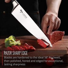 img 1 attached to 🔪 MAD SHARK Professional 8 Inch Chef Knife with Ultra-Sharp Blade, German Military Grade Composite Steel, Ideal for Kitchen Vegetables, Meat Slicing, Chopping, and Cooking - High Carbon Stainless Steel