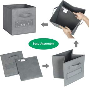 img 1 attached to 📦 TomCare 8-Pack Storage Cubes: Foldable Fabric Bins for Shelves & Closet Organization (Grey)