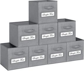 img 4 attached to 📦 TomCare 8-Pack Storage Cubes: Foldable Fabric Bins for Shelves & Closet Organization (Grey)