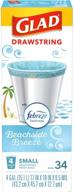 мешки для мусора с завязками odorshield small - febreze beachside breeze - 4 галлона - 34 штуки - упаковка из 6 штук логотип