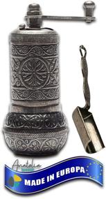 img 4 attached to Refillable Anatolia Breeze Salt and Pepper Grinders, Gray Black Pepper Mill Set with Measuring Spoon, 4.2 Inches