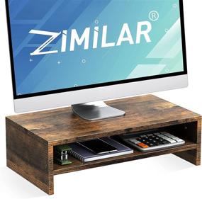 img 4 attached to 🖥️ Zimilar 2 Tiers Monitor Stand Riser with Storage Organizer for Home & Office Desk - Premium Wood Computer Stand for Screen, Laptop, Desktop, Printer