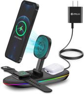 🔌 premium 3-in-1 magnetic wireless charger: fast qi-certified charging stand for apple watch, airpods, and iphone 13/12 pro/se/xs max/xr/xs/8 plus samsung - includes qc3.0 adapter logo