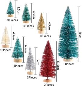 img 3 attached to 🎄 60 Pieces Artificial Mini Christmas Tree Sisal Snow Trees Bottle Brush Christmas Trees Pine Trees Ornaments with Wooden Base for Christmas Party Home Decoration in 6 Sizes and Multicolors