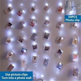 img 1 attached to 📸 ZSJWL 3.3×5ft Short Curtain Lights with 8 Hooks - 96 LED White Photo Clips String Light with 52 Clear Clips, Remote Control 8 Modes, USB Plug Fairy Lights for Small Windows, Bedroom, Party, Wall