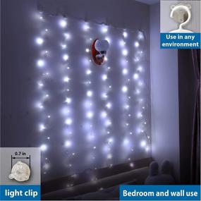 img 2 attached to 📸 ZSJWL 3.3×5ft Short Curtain Lights with 8 Hooks - 96 LED White Photo Clips String Light with 52 Clear Clips, Remote Control 8 Modes, USB Plug Fairy Lights for Small Windows, Bedroom, Party, Wall