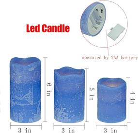 img 3 attached to Realistic And Bright Flameless Candle Dark Blue Pillar Led Candle Flickering Moving Warm Light Unique Appearance Textured Wax Finish 3 Pieces Candles(3&#34