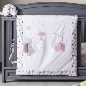 img 4 attached to Turkish Cotton Baby Crib Bedding Set - Nursery Crib Bedding Sets for Boys & Girls - Elephant Design - Available in 4 Colors - 7 Piece Set by QQ Baby (Pink)