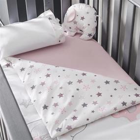 img 1 attached to Turkish Cotton Baby Crib Bedding Set - Nursery Crib Bedding Sets for Boys & Girls - Elephant Design - Available in 4 Colors - 7 Piece Set by QQ Baby (Pink)