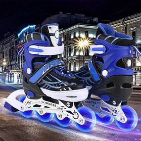 img 4 attached to 🌈 Experience Fun and Safety with Aceshin Adjustable Inline Skates – Full Light Up Wheels for Kids