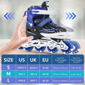 img 3 attached to 🌈 Experience Fun and Safety with Aceshin Adjustable Inline Skates – Full Light Up Wheels for Kids