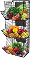 🧺 black foldable wall mounted storage basket with chalkboards - versatile organizer for kitchen, pantry, bathroom, office, and garage логотип