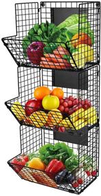 img 4 attached to 🧺 Black Foldable Wall Mounted Storage Basket with Chalkboards - Versatile Organizer for Kitchen, Pantry, Bathroom, Office, and Garage