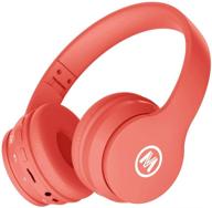 mokata wireless/wired kids headphones, volume limited 94-110db over ear bluetooth foldable noise protection headset with aux 3.5mm mic for boys girls, child cellphone pad tv game travel school (coral) logo