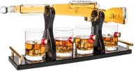 🔫 premium shotgun gun large decanter set: limited edition elegant rifle gun whiskey decanter 22.5" 800 with 4 shotgun bullet whiskey glasses and mahogany wooden base – the wine savant логотип