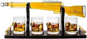 img 2 attached to 🔫 Premium Shotgun Gun Large Decanter Set: Limited Edition Elegant Rifle Gun Whiskey Decanter 22.5" 800 with 4 Shotgun Bullet Whiskey Glasses and Mahogany Wooden Base – The Wine Savant