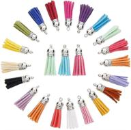 🔑 colorful keyzone faux suede tassel pendants with caps - 60 pieces, 30 colors, 40mm - for key chains, cellphone straps & diy accessories logo