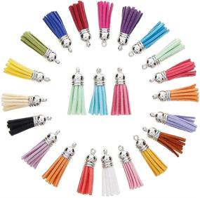 img 4 attached to 🔑 Colorful KeyZone Faux Suede Tassel Pendants with Caps - 60 Pieces, 30 Colors, 40mm - For Key Chains, Cellphone Straps & DIY Accessories