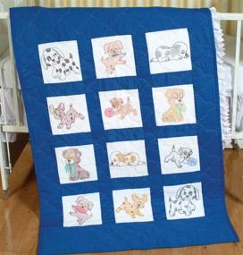 img 1 attached to 🐶 Jack Dempsey Stamped White Nursery Quilt Blocks Puppies: 9"x9", Pack of 12 - Ideal for DIY Nursery Décor