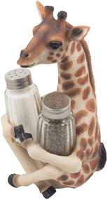 img 3 attached to Exquisite Decor: Giraffe Salt and Pepper Shaker Set with Display Stand - African Jungle Safari Kitchen Décor, Spice Racks, and Artful Zoo Animal Figurines